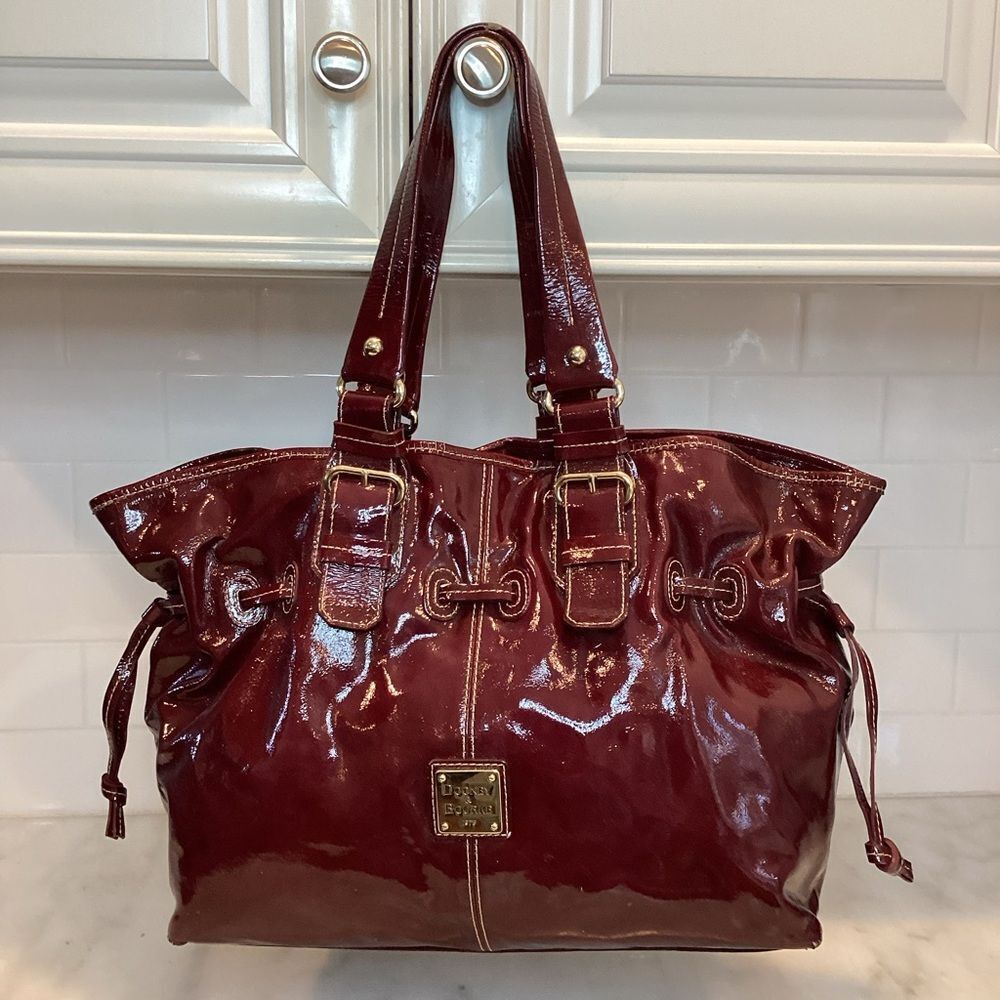 Dooney & Bourke Bag Purse Handbag Bag Chiara Patent Leather Drawstring Shoulder